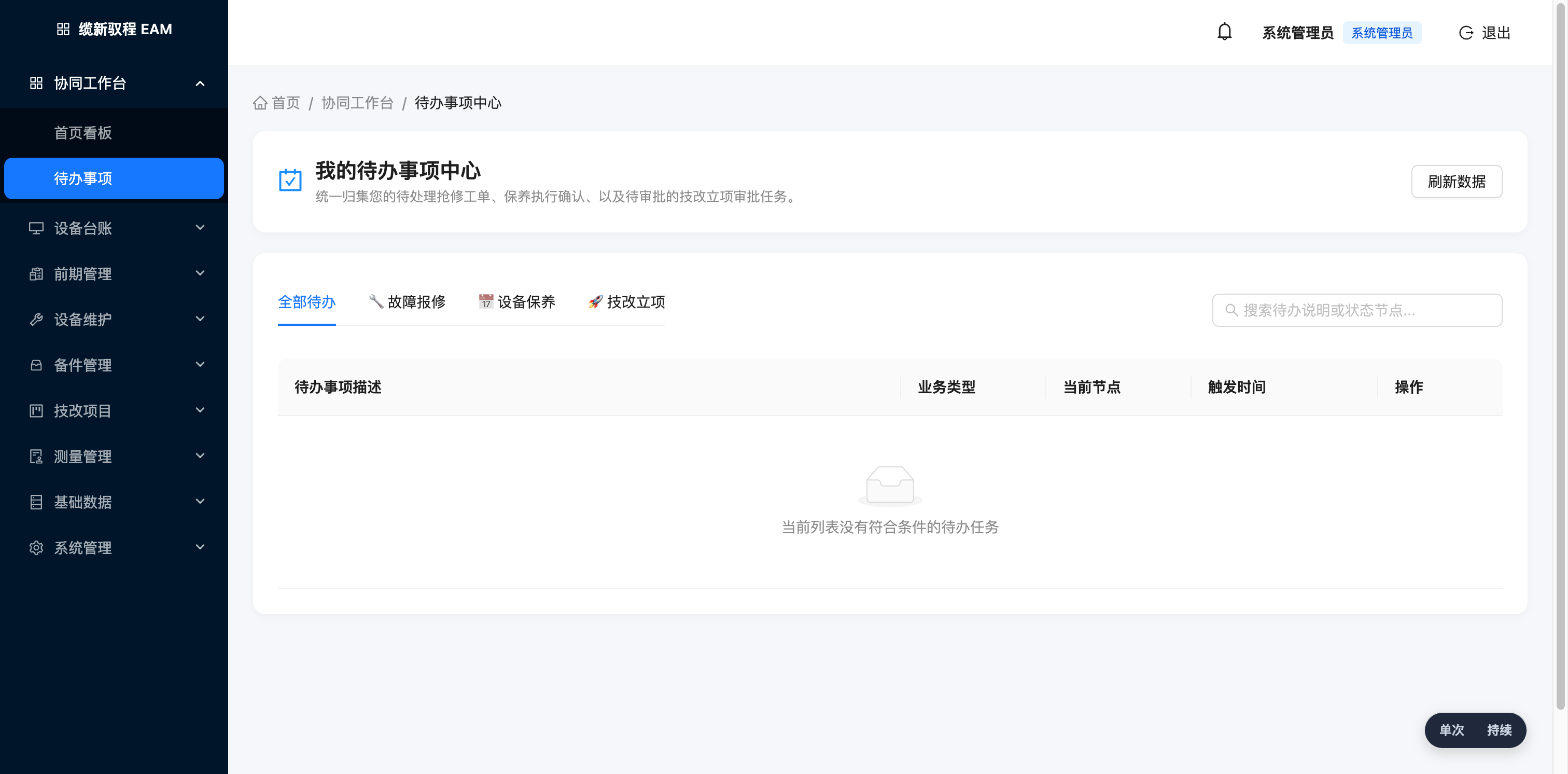 EAM 资产管理系统 · 协同待办工作台