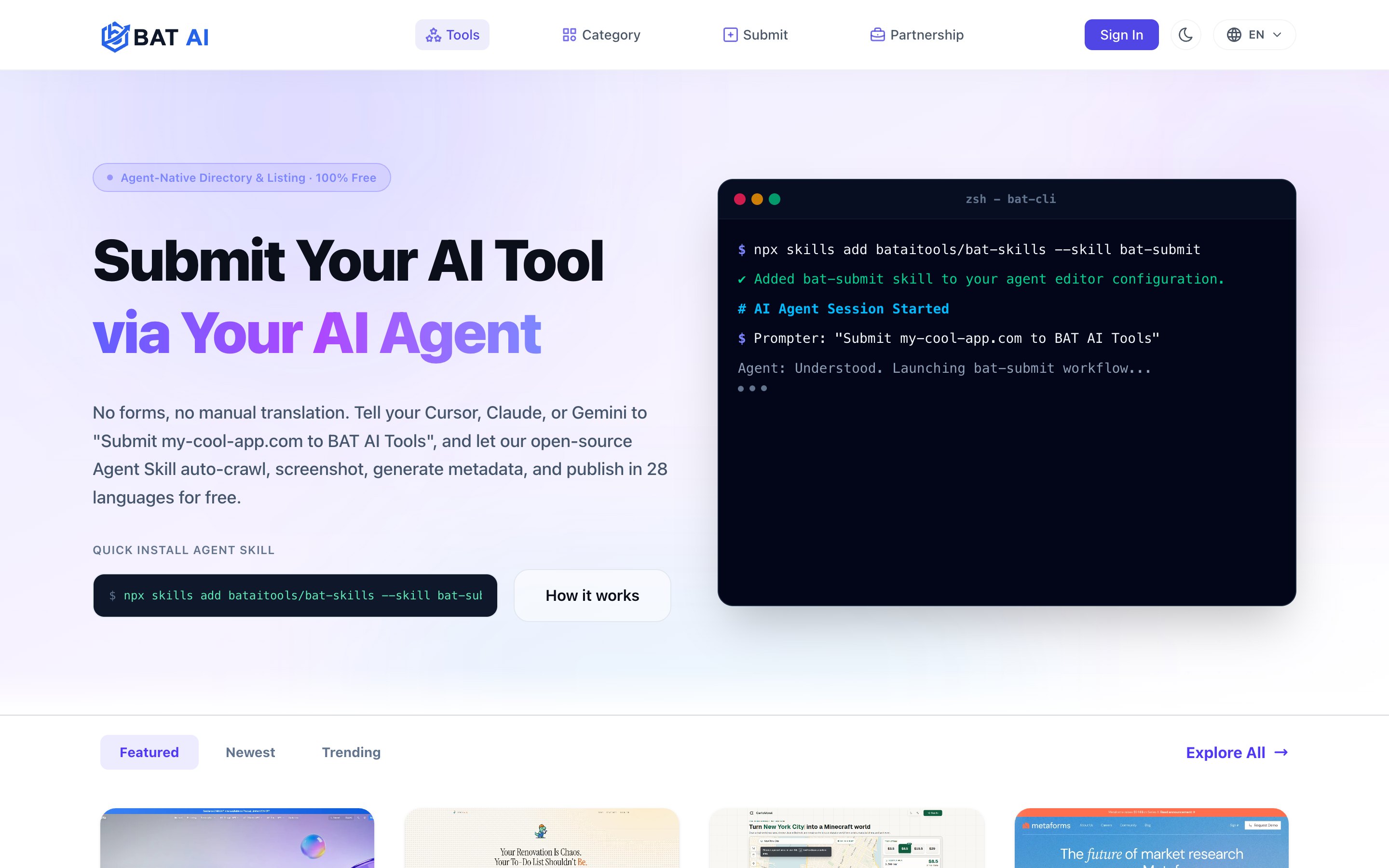 BAT AI Tools 界面